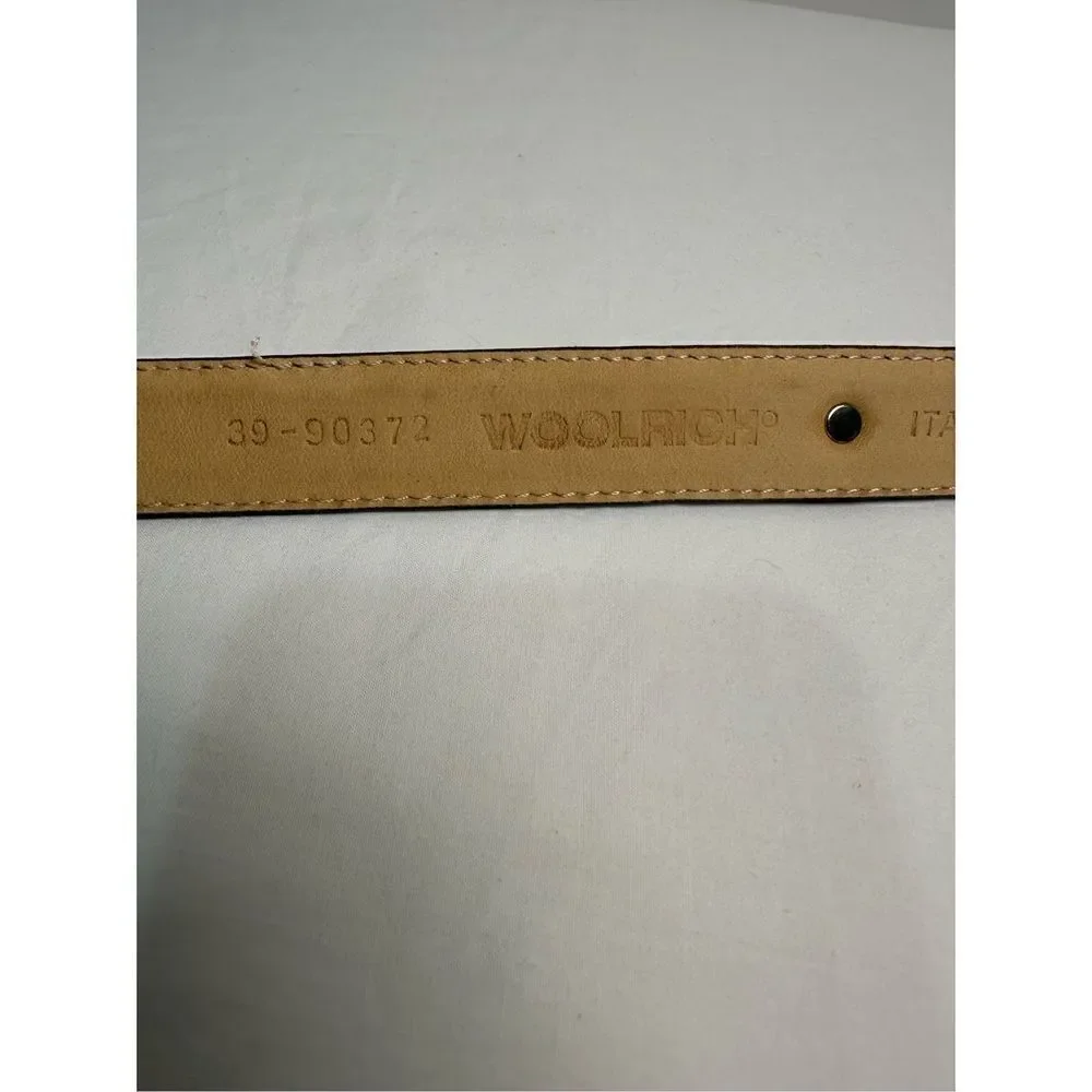 Woolrich 1’ Italian leather brown belt with silver accents size 38”. #5-1094